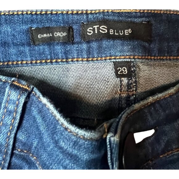 STS Blue Emma Crop Jeans Womens Size‎ 29 Distressed Hem Studded Denim - Picture 2 of 10